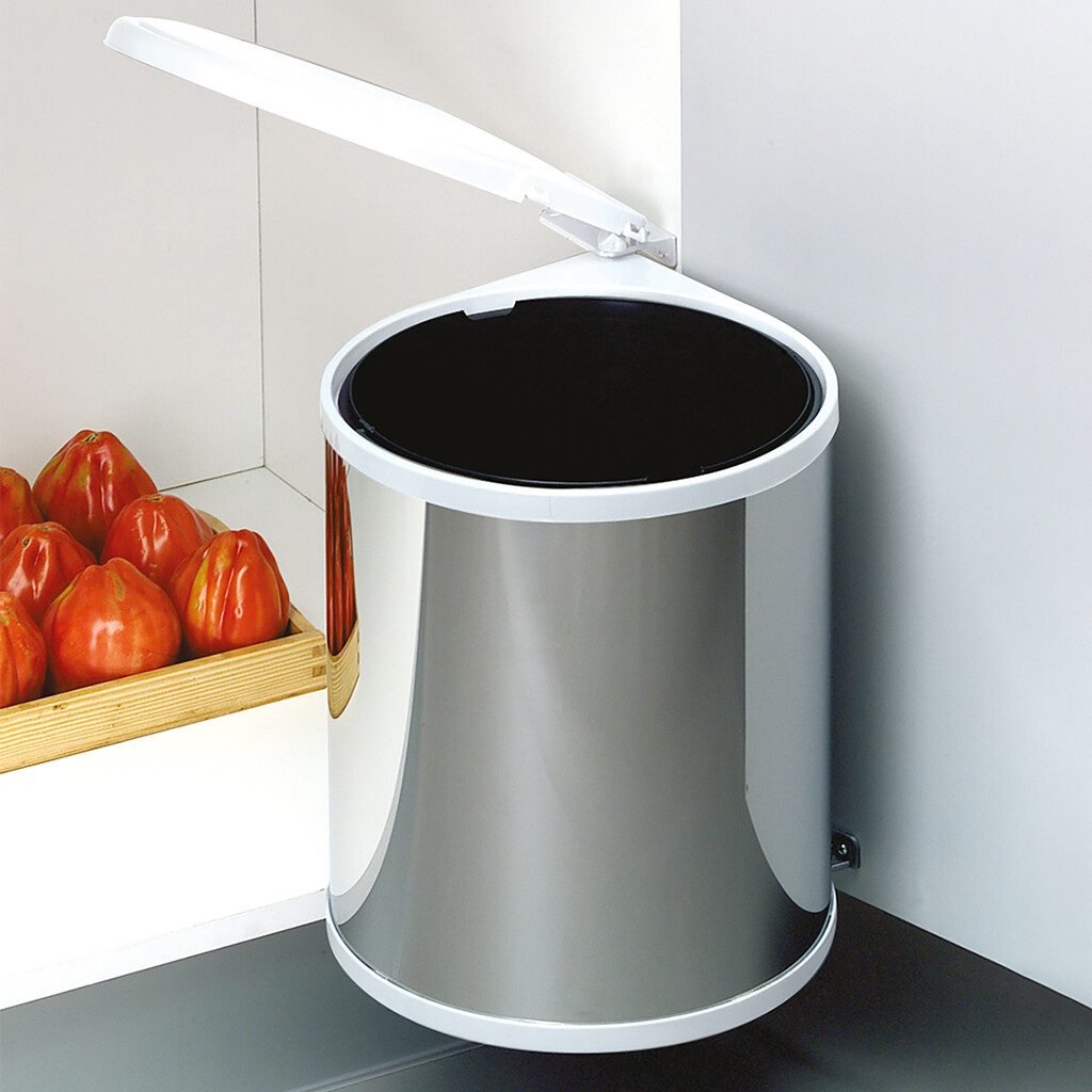 Balde do lixo 13L Branco, para fixar à porta — Aço Inox