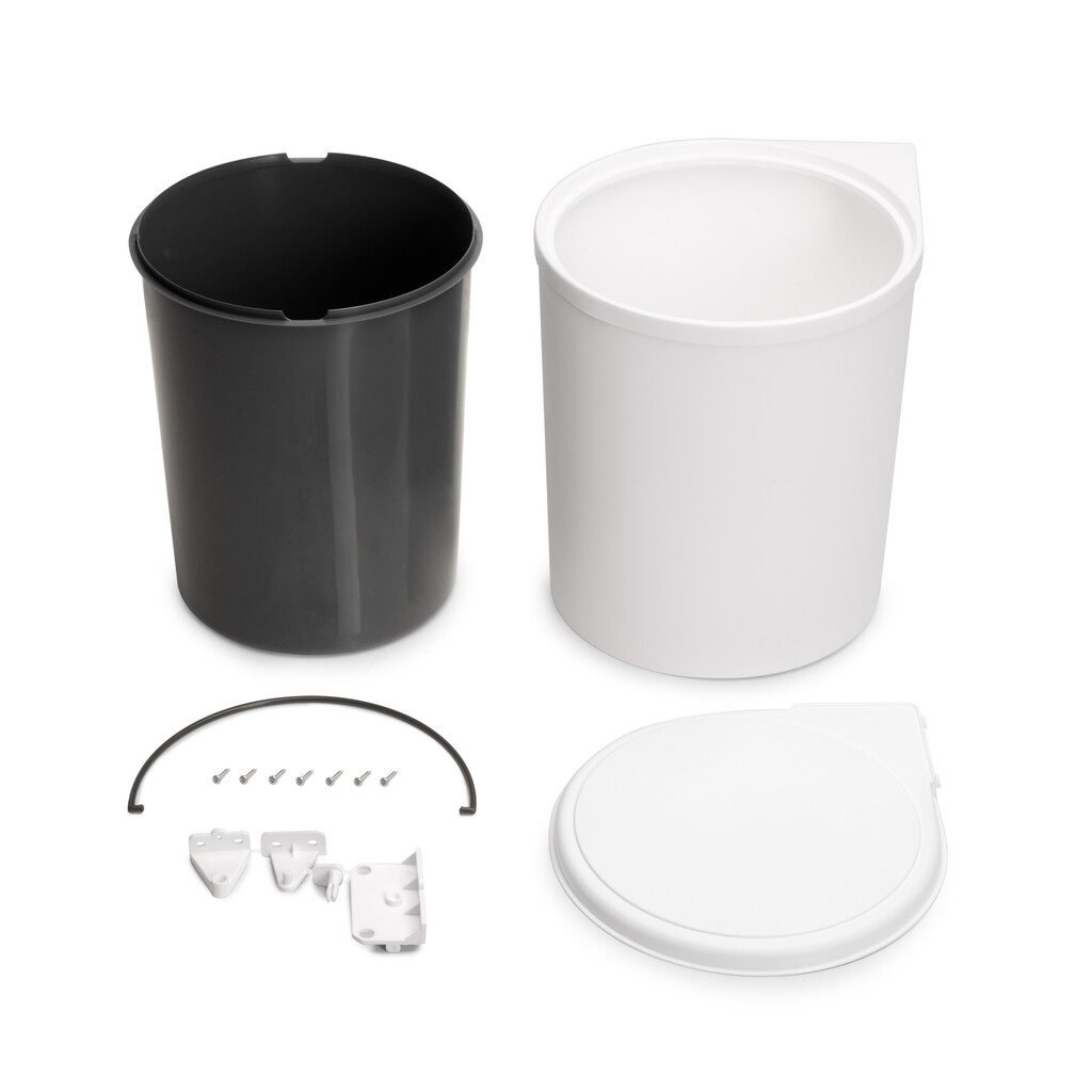 Balde do lixo 13L Branco, para fixar à porta — Balde do lixo para reciclagem para fixar à porta do móvel, 1 contentor extraível 13 litros, Plástico, Branco