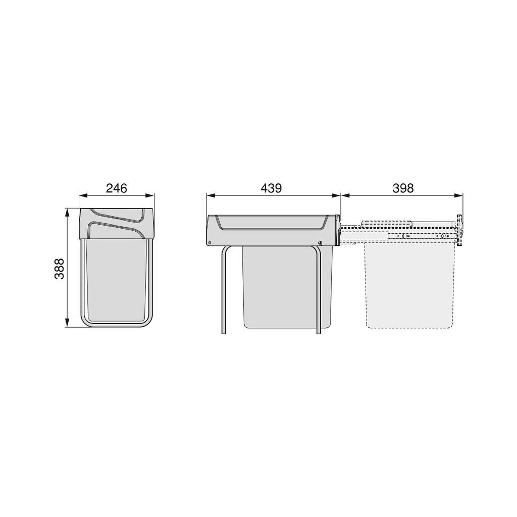 Balde Lixo Recycle 1x20L, Antracite — vista 3