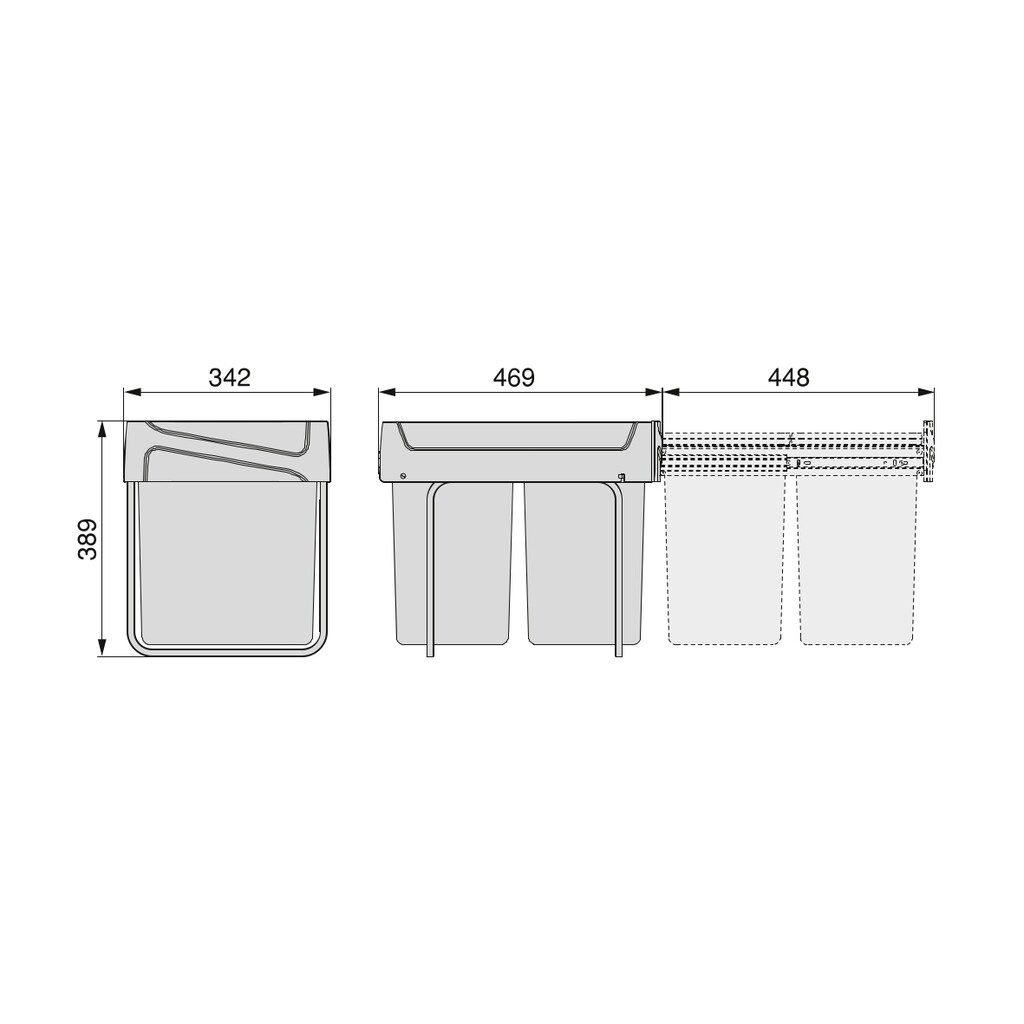 Balde Lixo Recycle 2x20L Antracite — vista 2